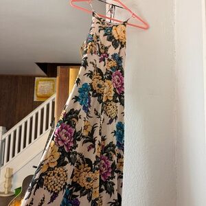 Vintage Halter Form Fitting Beach Floral Maxi Dress